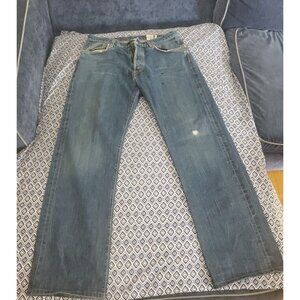 Lucky Brand Dungarees Men's Denim Blue Jeans Size 34 Distressed Made in USA